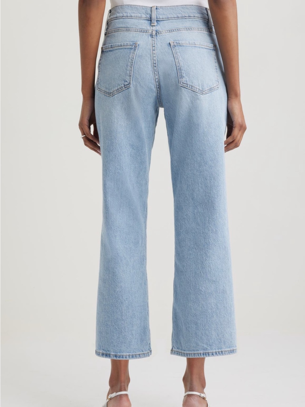 Nordstrom Light Blue High Waist Relaxed Straight Leg Jeans Cropped Jeans Size 25 - Picture 3 of 5